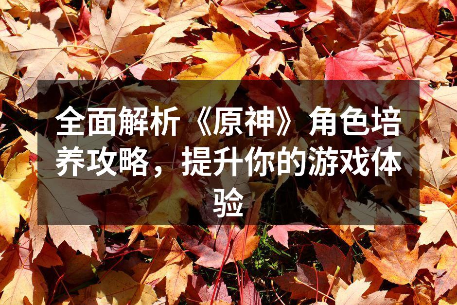 全面解析《原神》角色培养攻略，提升你的游